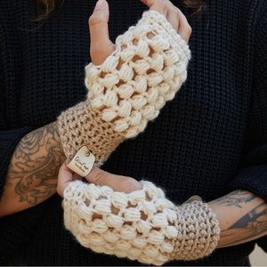 Beige Swirl Handmade Crochet Hand Warmers